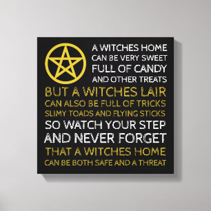 Gold Circled Pentagram, Halloween Canvas Print