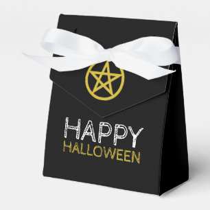 Gold Circled Pentagram, Happy Halloween Favor Box