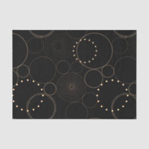 Gold circles astrology wheel astro-chart on black  tissue paper