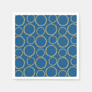 Gold Circles & Bright Blue Modern Trendy Napkin
