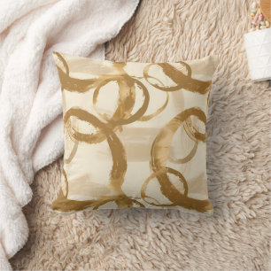 Gold Circles Circular shapes Throw Pillow