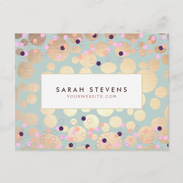 Gold Circles Colourful Confetti Beauty Salon Fun Postcard (Front)