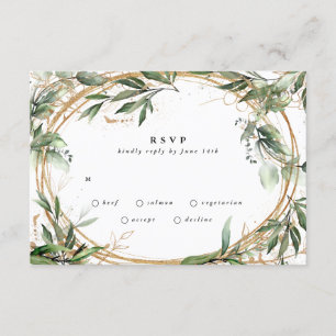 Gold Circles Eucalyptus Elegant Greenery Moss RSVP Card