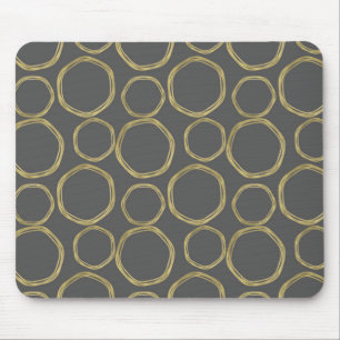 Gold Circles & Grey Modern Trendy Mouse Pad