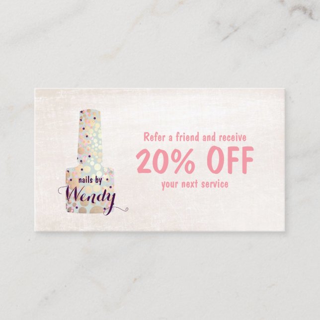 Gold Circles Nail Salon Manicurist Referral Card (Front)