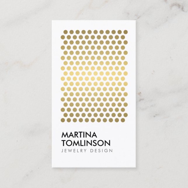 Gold Circles on White Designer Business Card (Front)