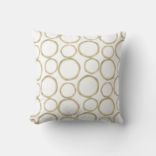 Gold Circles On White Modern Chic Throw Pillow