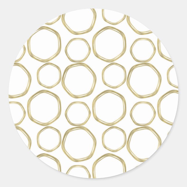 Gold Circles On White Modern Trendy Classic Round Sticker (Front)