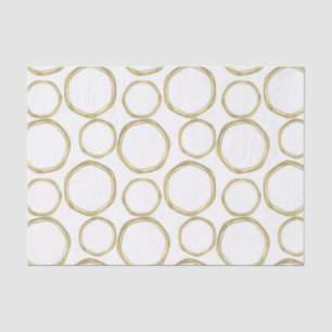 Gold Circles On White Modern Trendy Tissue Paper