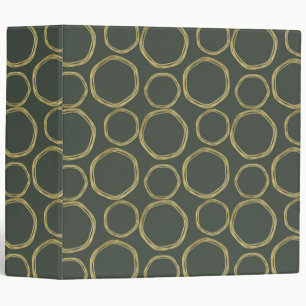 Gold Circles Rustic Olive Green Modern Trendy Glam Binder