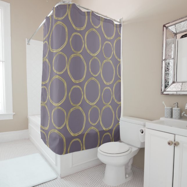 Gold Circles & Rustic Taupe Purple Modern Trendy (In Situ)