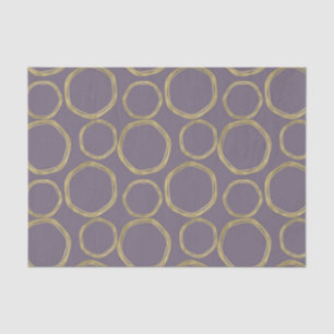 Gold Circles & Rustic Taupe Purple Modern Trendy Tissue Paper