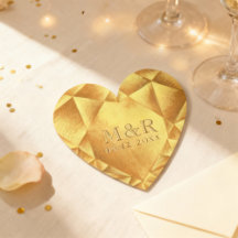 Gold Citrine Watercolor Heart Wedding Anniversary