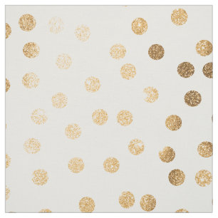 Gold City Dots on White Fabric