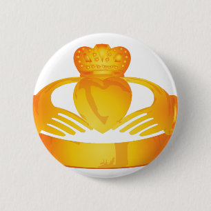 gold claddagh ring 2 inch round button