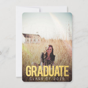 GOLD CLASS OF 2015 GRADUATION PHOTO INVITE