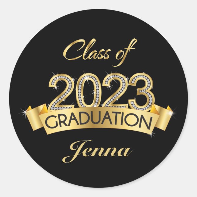 Gold Class of 2023 Graduation Sticker (Front)