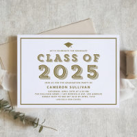 Gold Class of 2025 Cap Retro Graduation