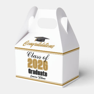 Gold Class of 2026 Custom Graduation Party Favor Box