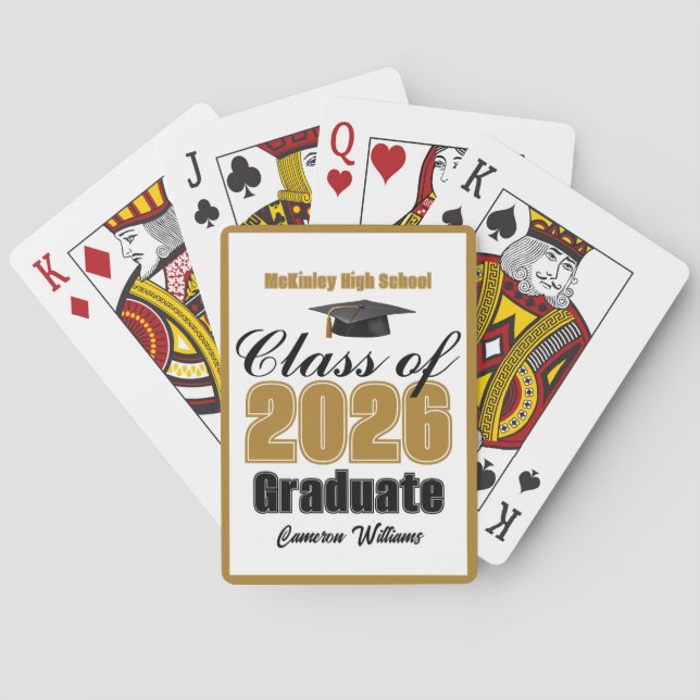 Gold Class of 2026 Custom Graduation Party Playing Cards (Back)