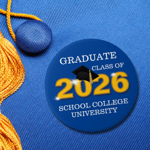 Gold Class of 2026 Graduation 3 Inch Round Button