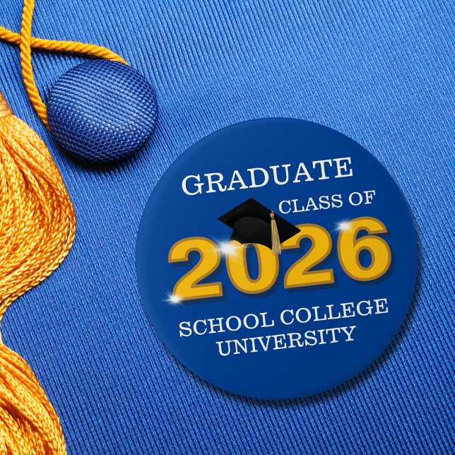 Gold Class of 2026 Graduation 3 Inch Round Button (Creator Uploaded)