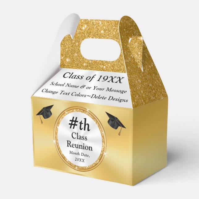 Gold, Class Reunion Favours, Boxes, Change Colours Favor Box (Front Side)