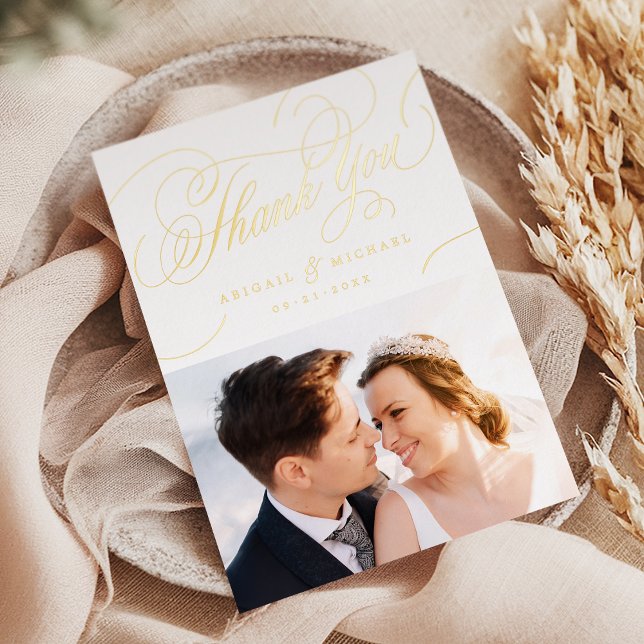 Gold classic calligraphy vintage thank you (Gold classic calligraphy vintage thank you foil invitation)