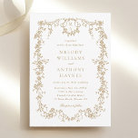 Gold Classic French Victorian Floral Wedding Invitation<br><div class="desc">Elegant gold Victorian French wedding invitation with a floral crest and monograms on the back. For more advanced customization of this design,  please click the DESIGN TOOL BUTTON above!</div>