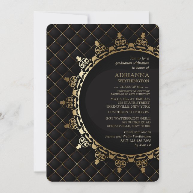 Gold Classic Graduation Invitation (Front)