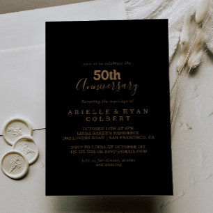 Gold Classic Minimal 50th Wedding Anniversary Invitation