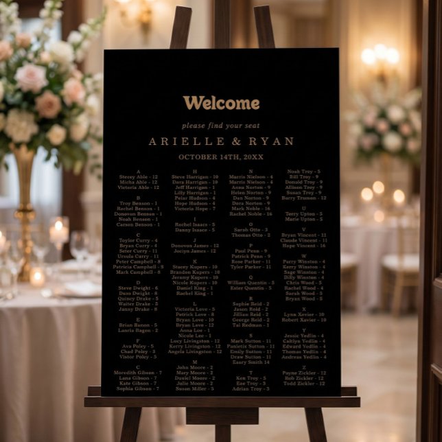 Gold Classic Minimal Alphabetical Seating Chart (Creator Uploaded)