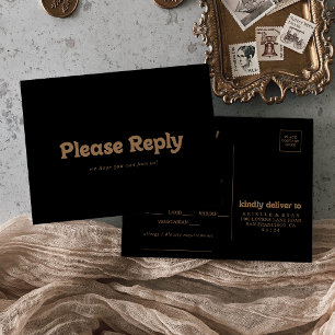Gold Classic Minimal Menu Choice RSVP Postcard
