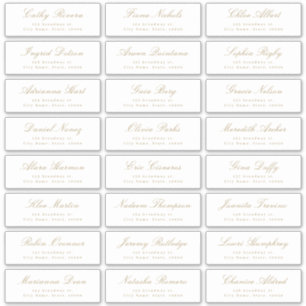 Gold Classic script wedding guest address label