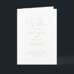 Gold Classy Chic Minimalist Folded Wedding  Program<br><div class="desc">This gold classy chic minimalist folded wedding program is perfect for a rustic wedding. The simple and elegant design features classic and fancy script typography in gold. 

Include a quote or short message,  order of service,  wedding party and thank you message.</div>