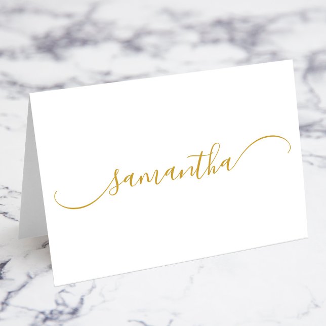 Gold Classy Curved Swash Name Place Cards (Gold Classy Curved Swash Name Place Cards)