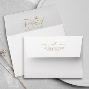 Gold Classy Pre-Printed Return Address 5x7 Envelope
