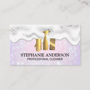 Gold Cleaning Logos Soap Suds Boke Business Card