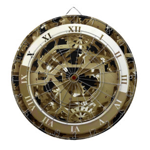 Gold Clocks and Gears Steampunk Mechanical Gifts Dartboard