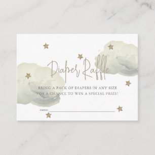 Gold Cloud & Star Baby Shower Diaper Raffle Ticket Enclosure Card