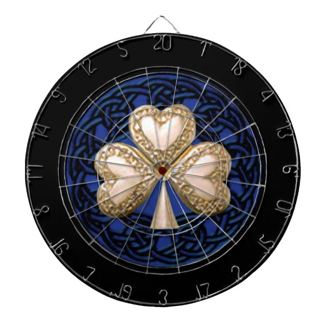 Gold Clover Celtic Knots Dart Board (Front)