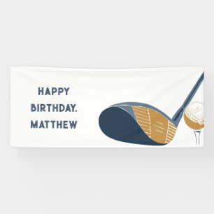 Gold Club and Ball Personalized Golfers Birthday Banner