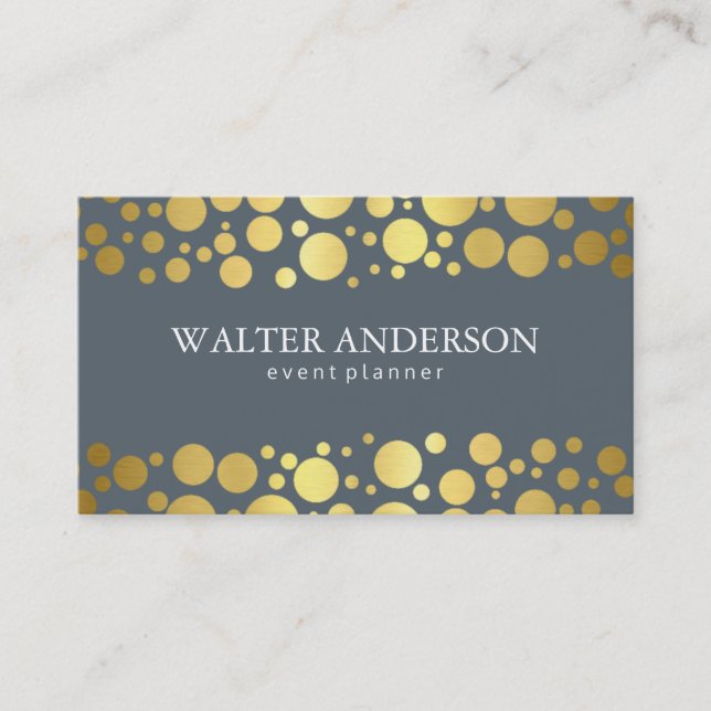 Gold Cluster | Lux Shimmer, Slate Business Card (Front)