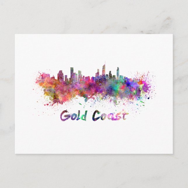 Gold Coast skyline in watercolor Postcard (Front)