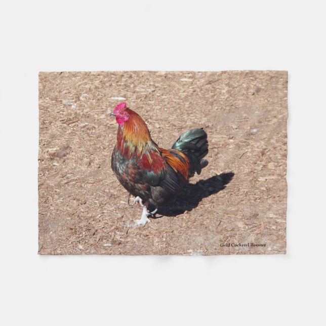 Gold Cockerel Rooster fleece blanket (Front (Horizontal))