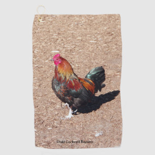 Gold Cockerel Rooster golf towel