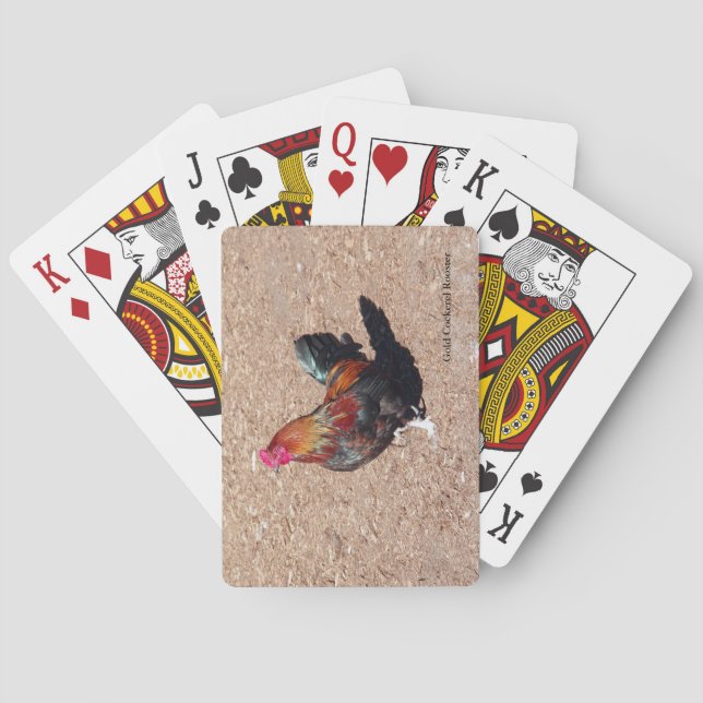 Gold Cockerel Rooster playing cards (Back)