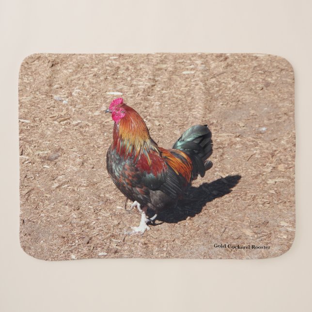 Gold Cockerel Rooster sherpa blanket (Front (Horizontal))