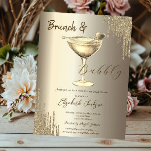 Gold Cocktail Heart Glitter Drips Bachelorette Invitation