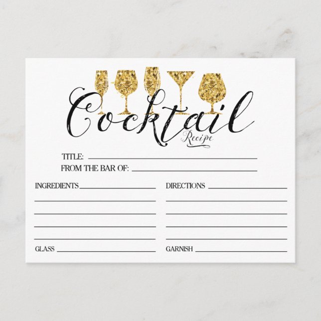 Gold Cocktail Recipe Card (Front)